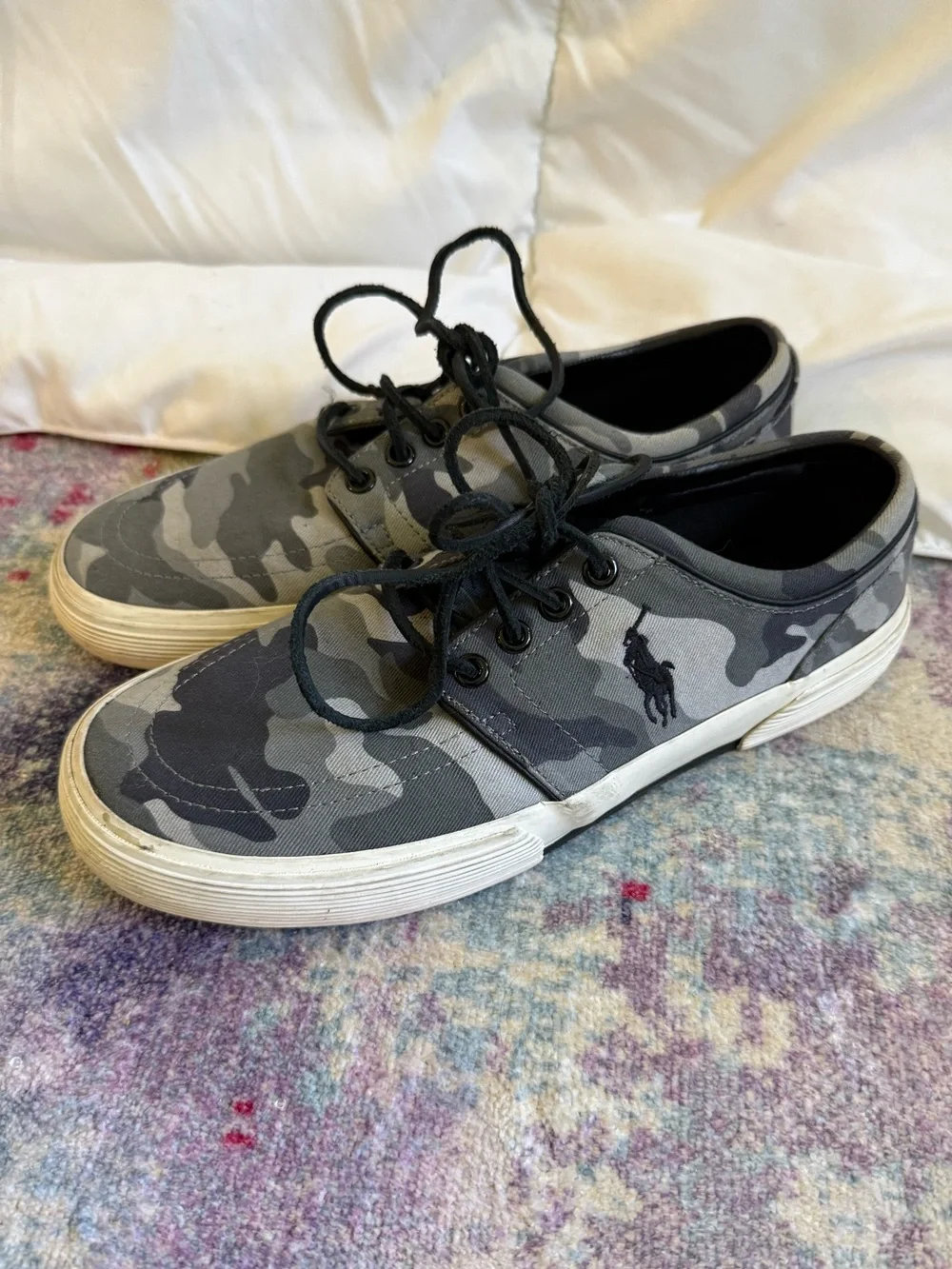 Polo Ralph Lauren Faxon Low Gray Camouflage Canvas Sneakers